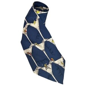 Nicole Miller Silk Novelty Necktie Embossed Martini Cocktail Hour Vintage 1994